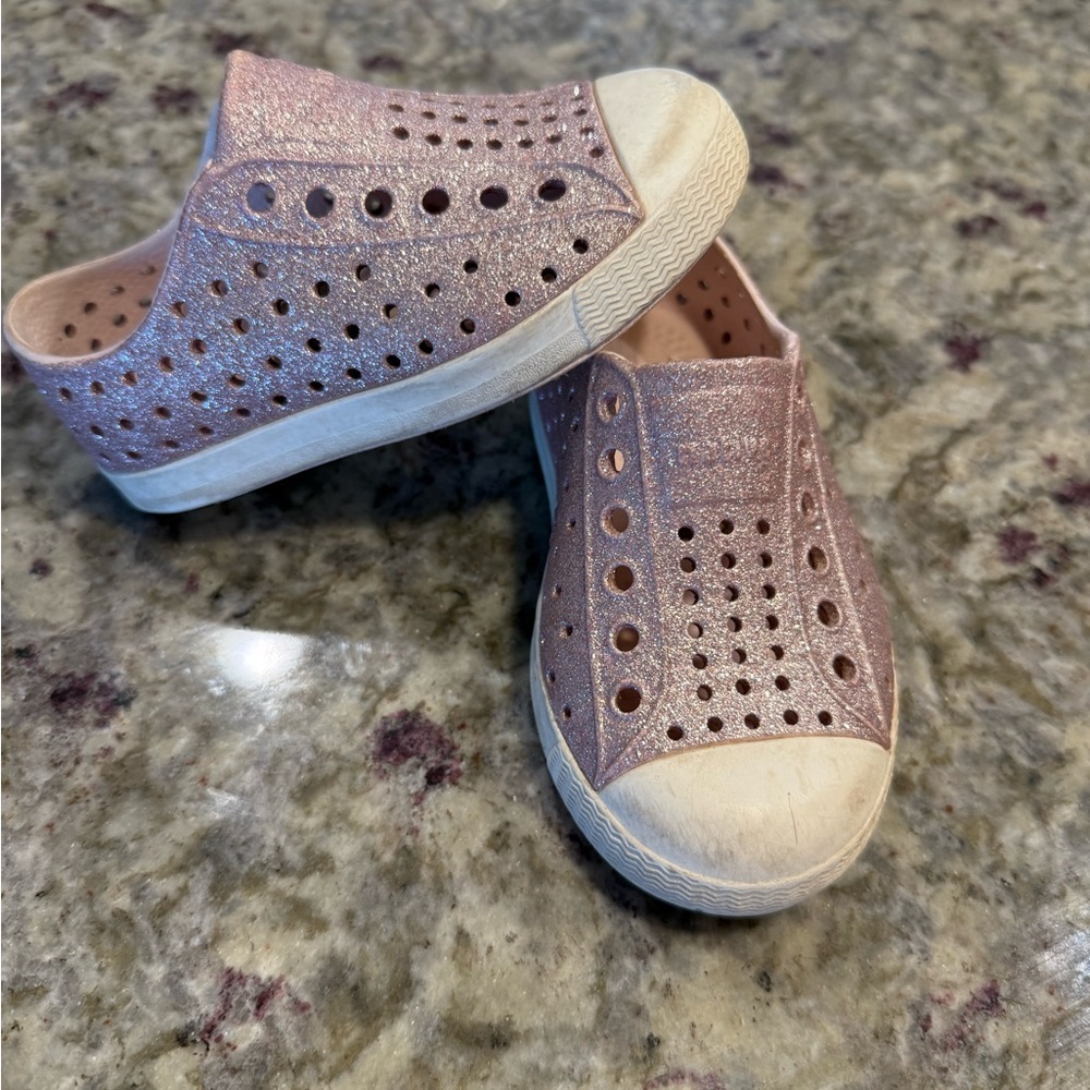 Native Sparkly Pink Slip-On Shoes